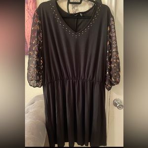 Plus Size Womens summer dress with sheer floral sleeves size 3X NEW